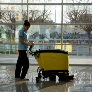 man polishing floor