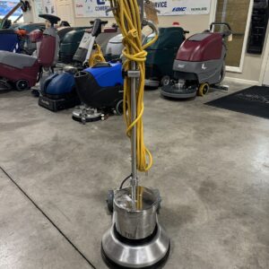 A Boss Tundra 13" Low-Speed Scrubber in a warehouse showroom.