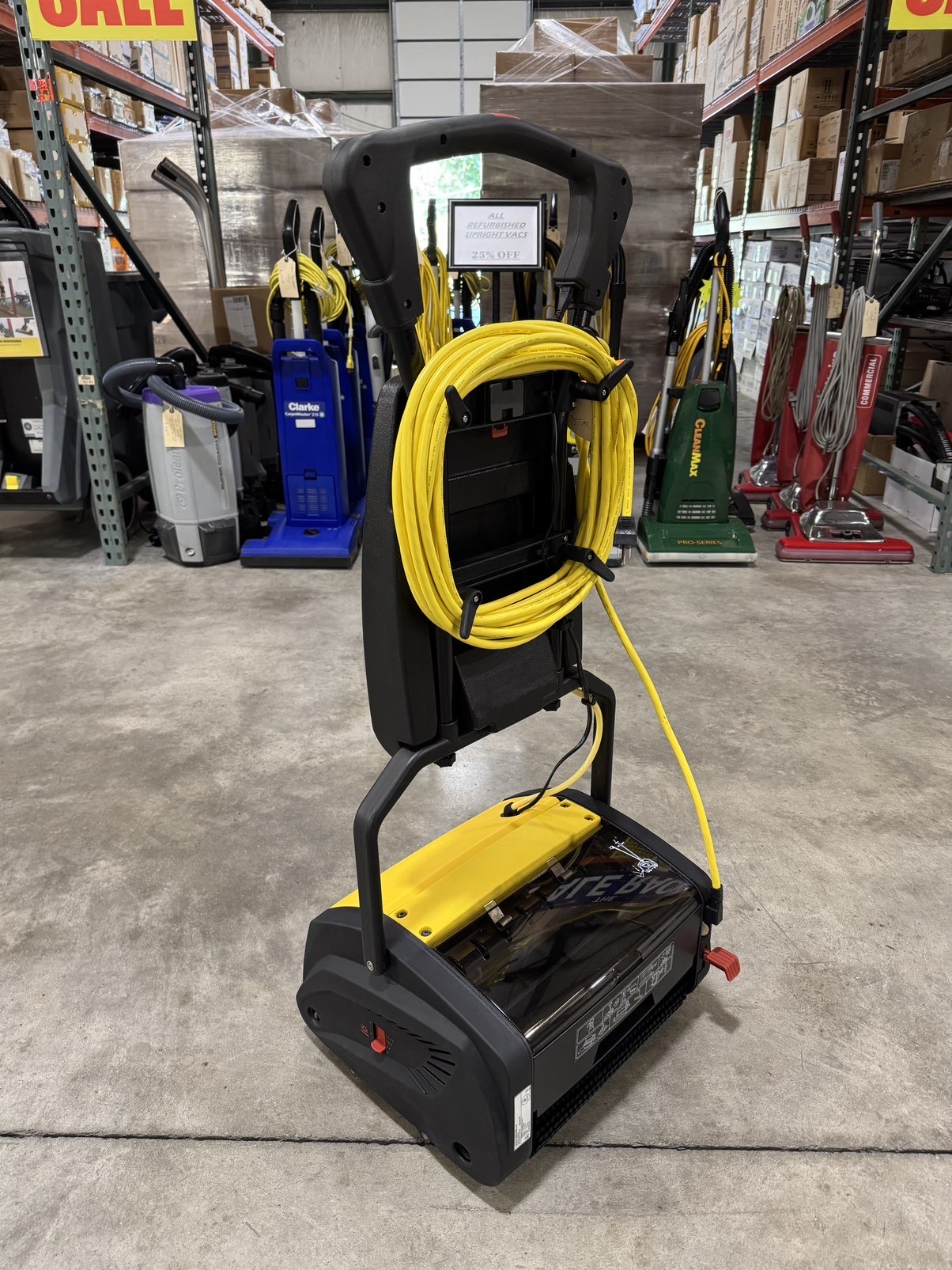 A Tornado Vortex 13 Multi-Surface Scrubber in a warehouse showroom.