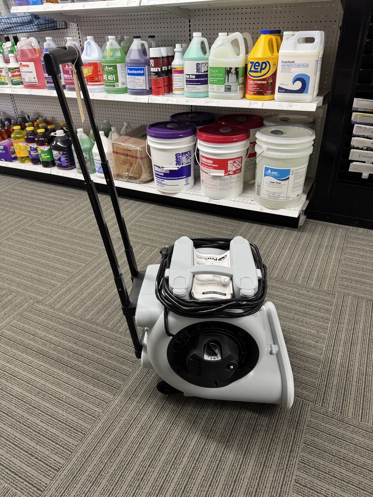 A ProTeam Air Mover XP in a warehouse showroom.