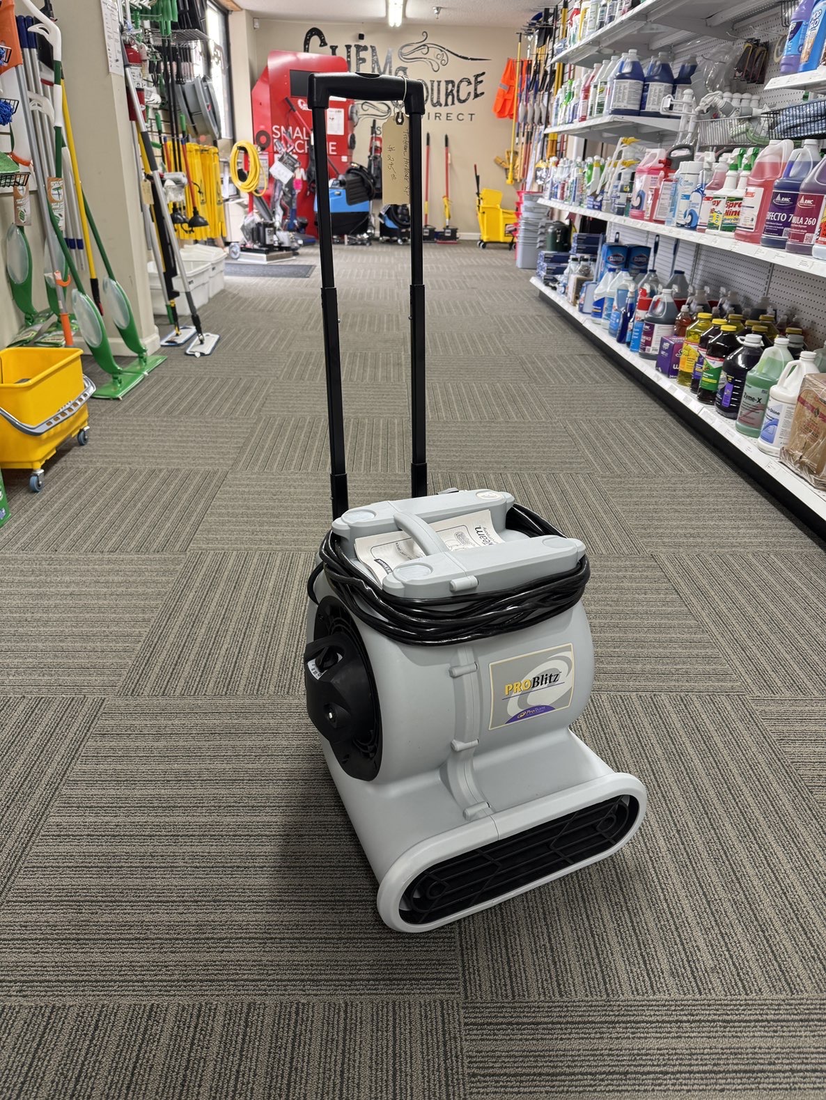 A ProTeam Air Mover XP in a warehouse showroom.
