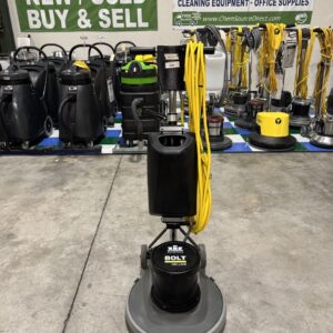 A Windsor Bolt 17" Low-Speed Scrubber w/Tank in a warehouse showroom.