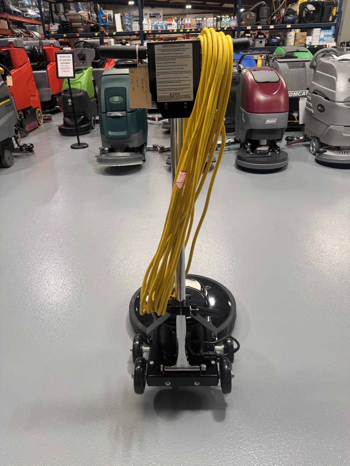 An IPC B1500 20" Burnisher in a warehouse showroom at ChemSource Direct.