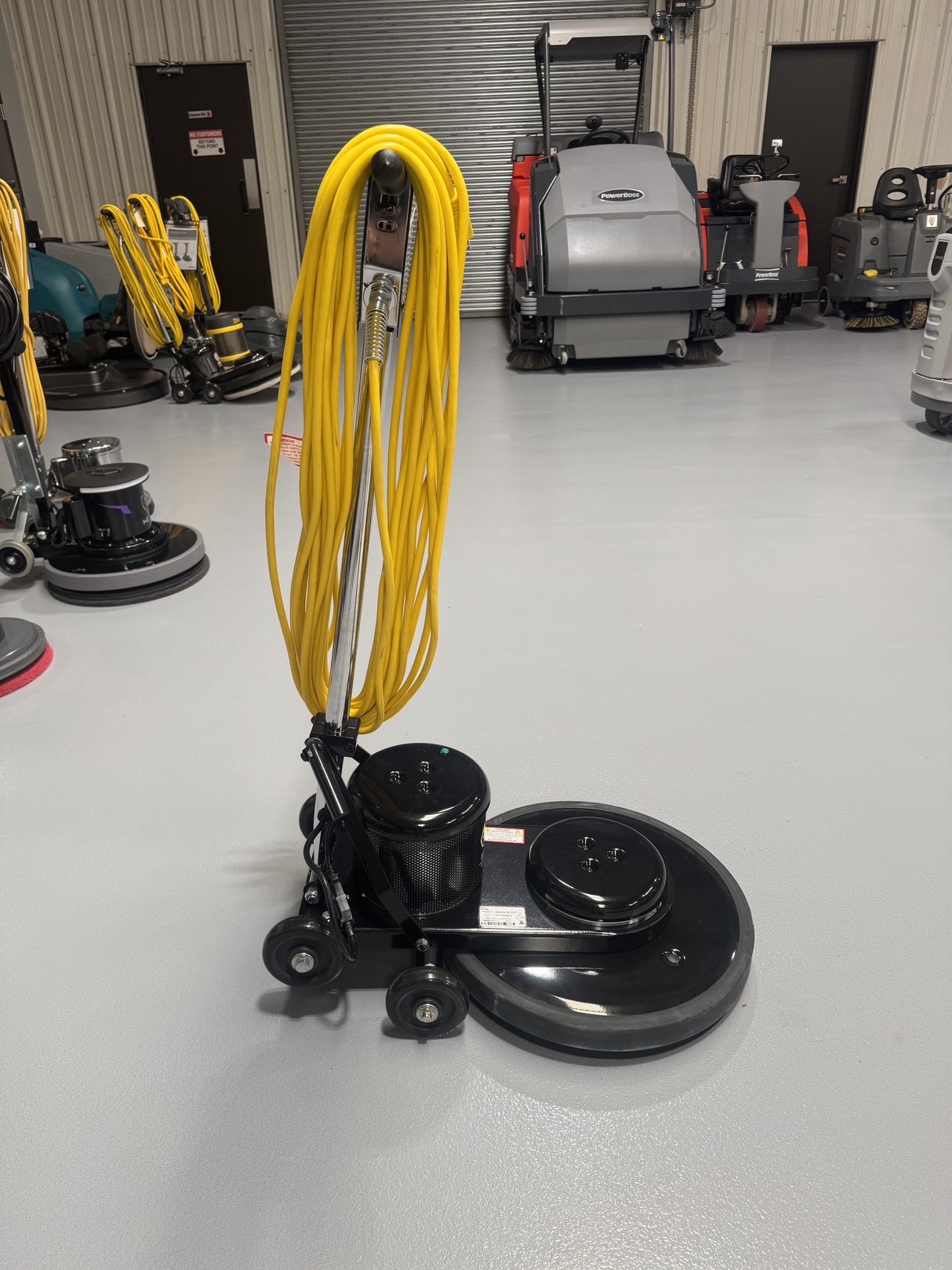 An IPC B1500 20" Burnisher in a warehouse showroom at ChemSource Direct.