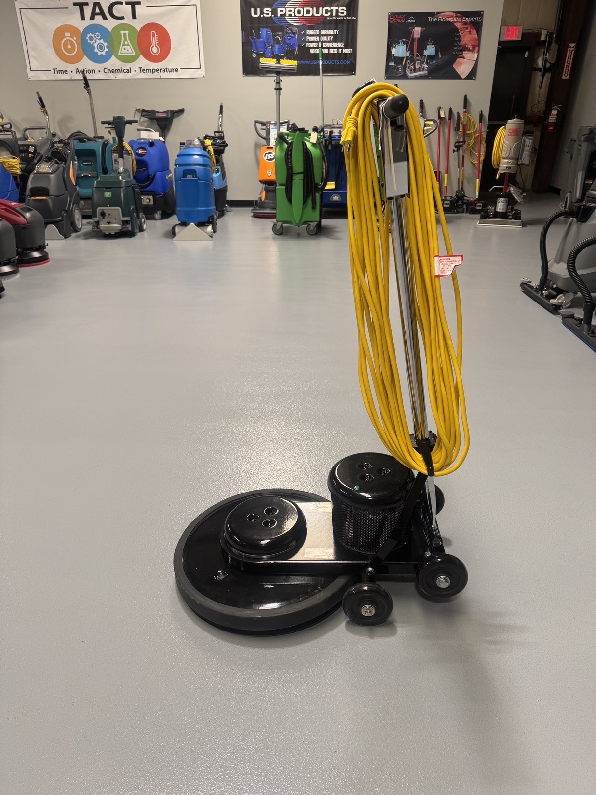 An IPC B1500 20" Burnisher in a warehouse showroom at ChemSource Direct.