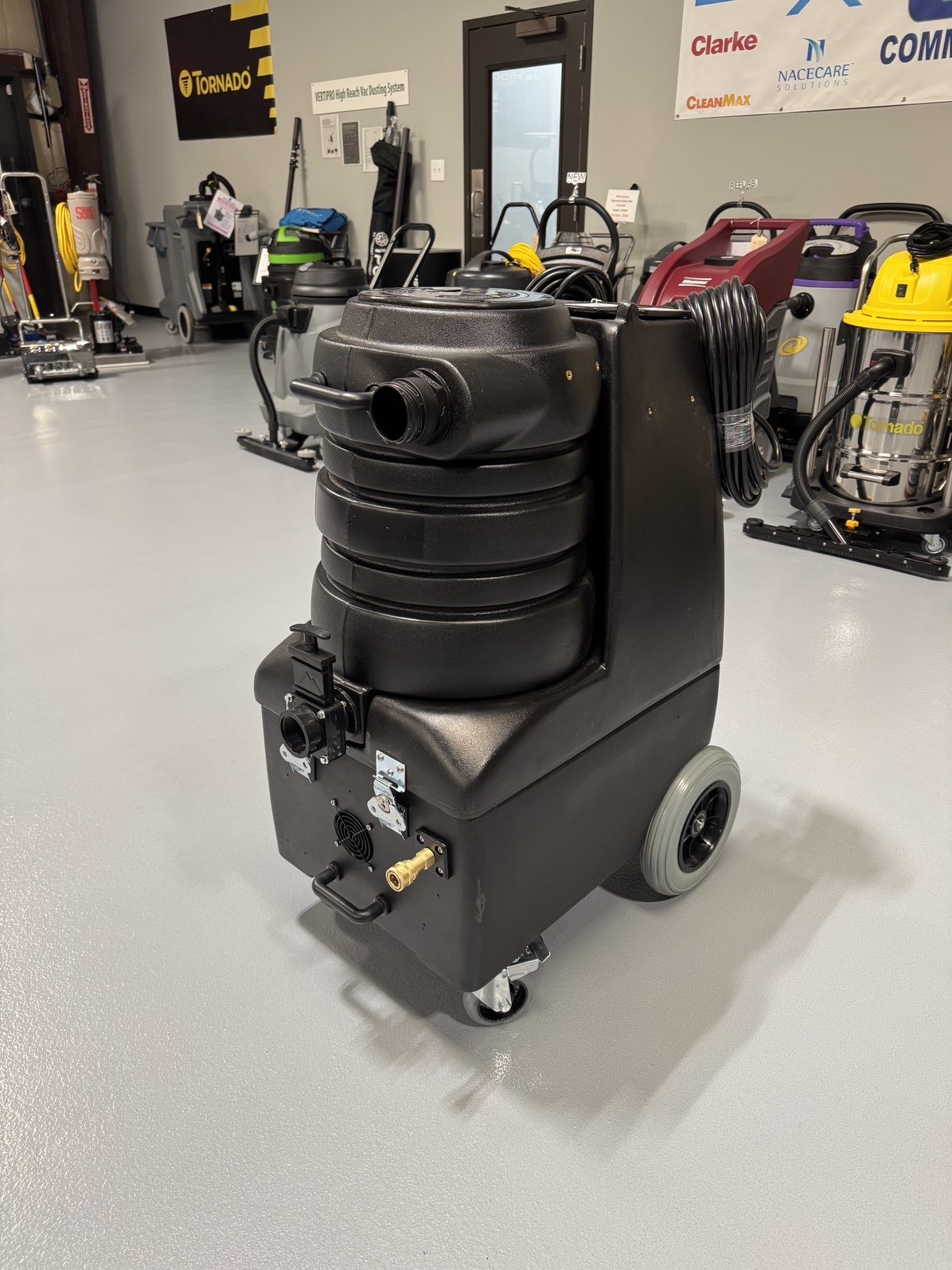 A Mytee Breeze 102LXH Carpet Extractor in a warehouse showroom at ChemSource Direct.