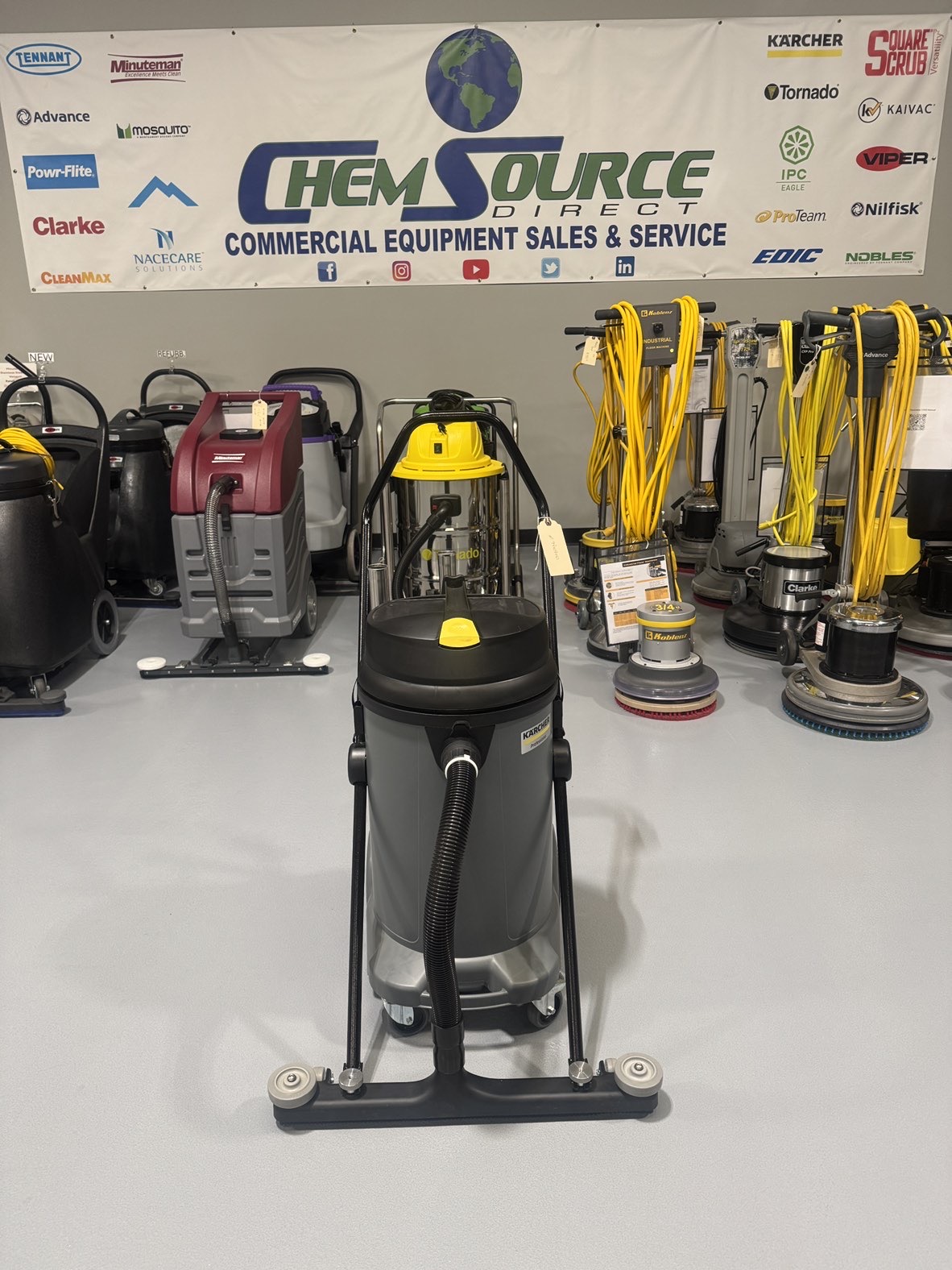 A Karcher NT 48/1 Wet Vacuum in a warehouse showroom at ChemSource Direct.