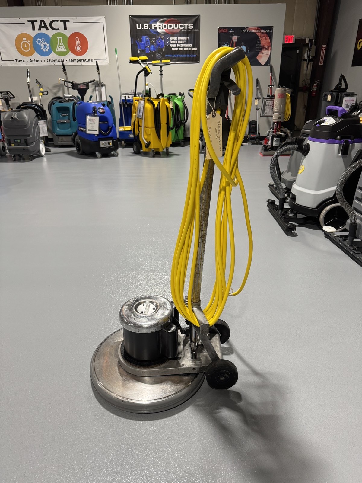 An Advance Pacesetter 20 HD Low-Speed Scrubber in a warehouse showroom at ChemSource Direct.