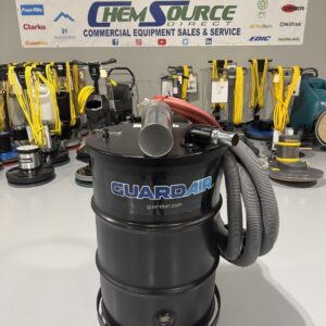 A Guardair Single Venturi 55 Gallon Wet/Dry Vac in a warehouse showroom at ChemSource Direct.