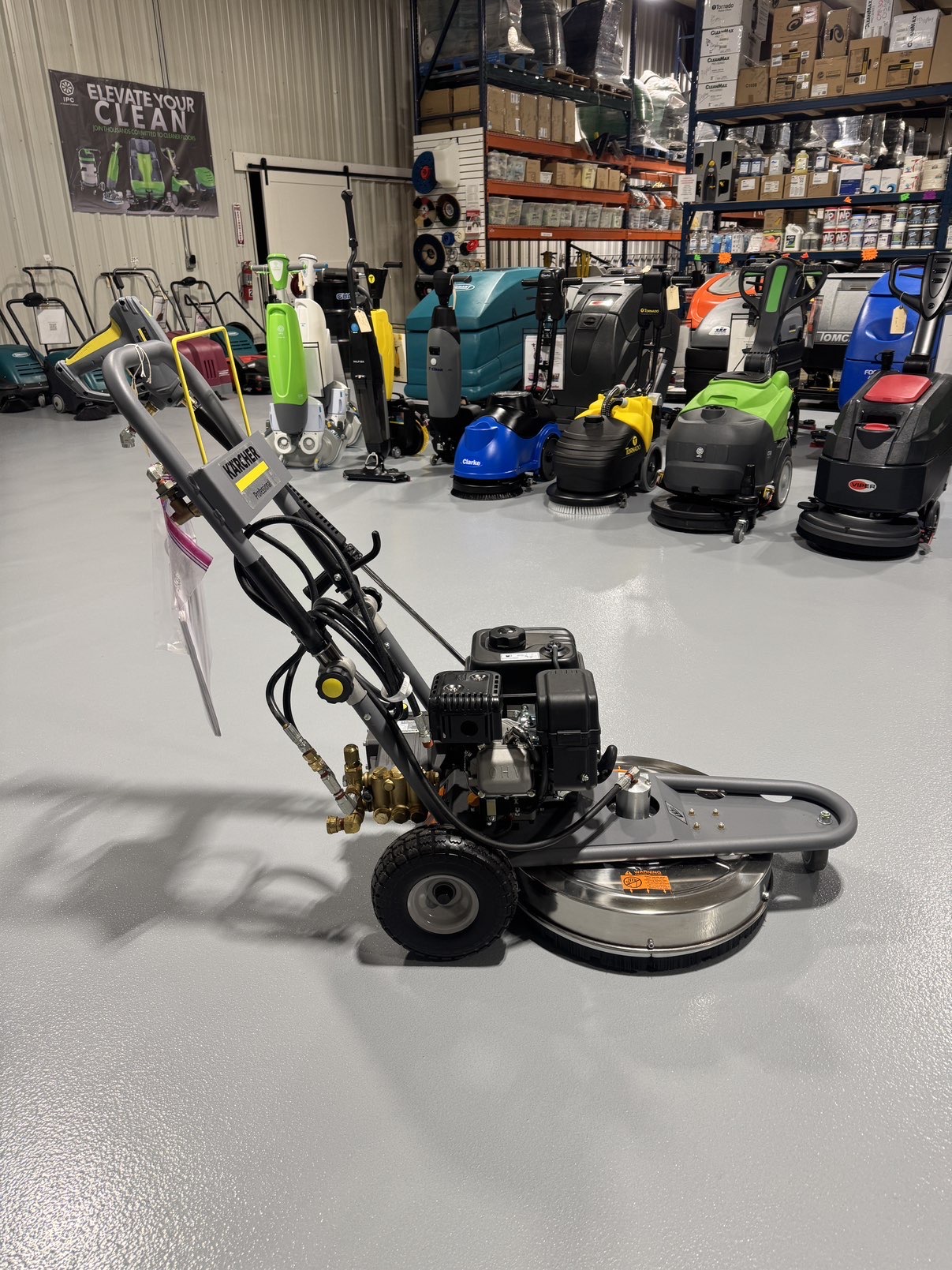A Kärcher SCW 2.4/25 GL Pressure Washer in a warehouse showroom at ChemSource Direct.