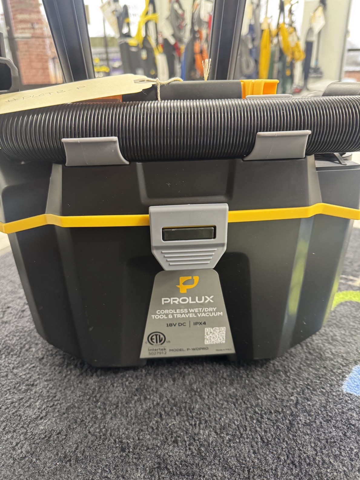 A Prolux PLCTB-P Cordless Wet/Dry Vacuum in ChemSource DIrect's Showroom.