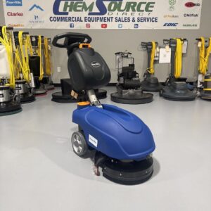 A Power Flite Compact Scrubber 13 in a warehouse showroom at ChemSource Direct.