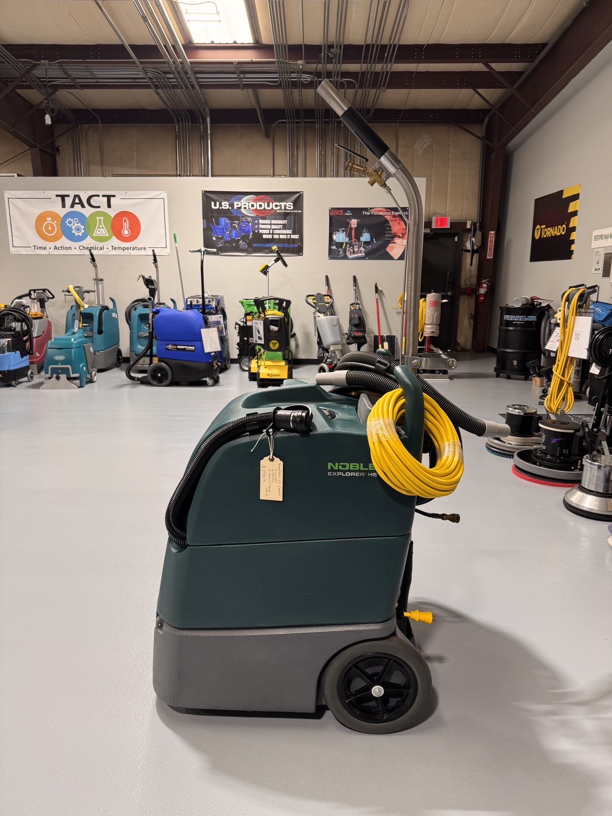 A Nobles Explorer H5 Carpet Extractor in a warehouse showroom at ChemSource Direct.