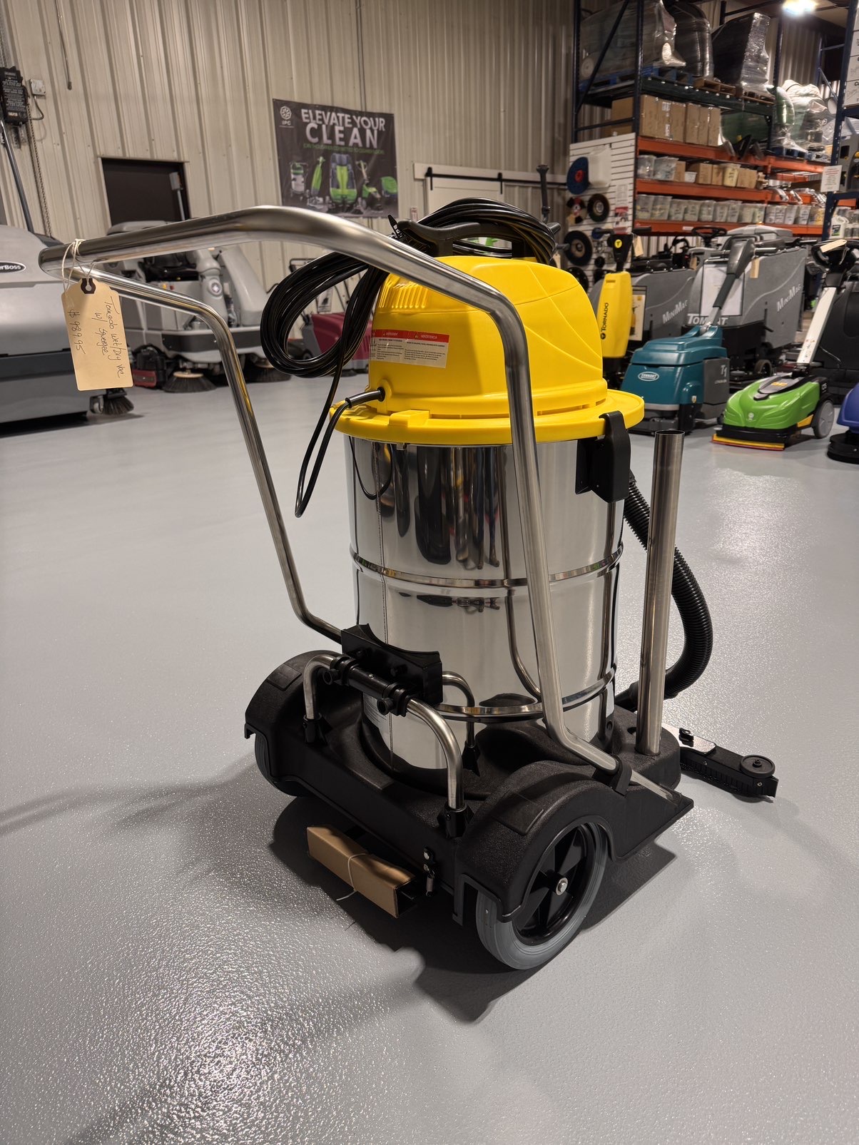 A Tornado Taskforce 20 Wet/Dry Vacuum in a warehouse showroom at ChemSource Direct.