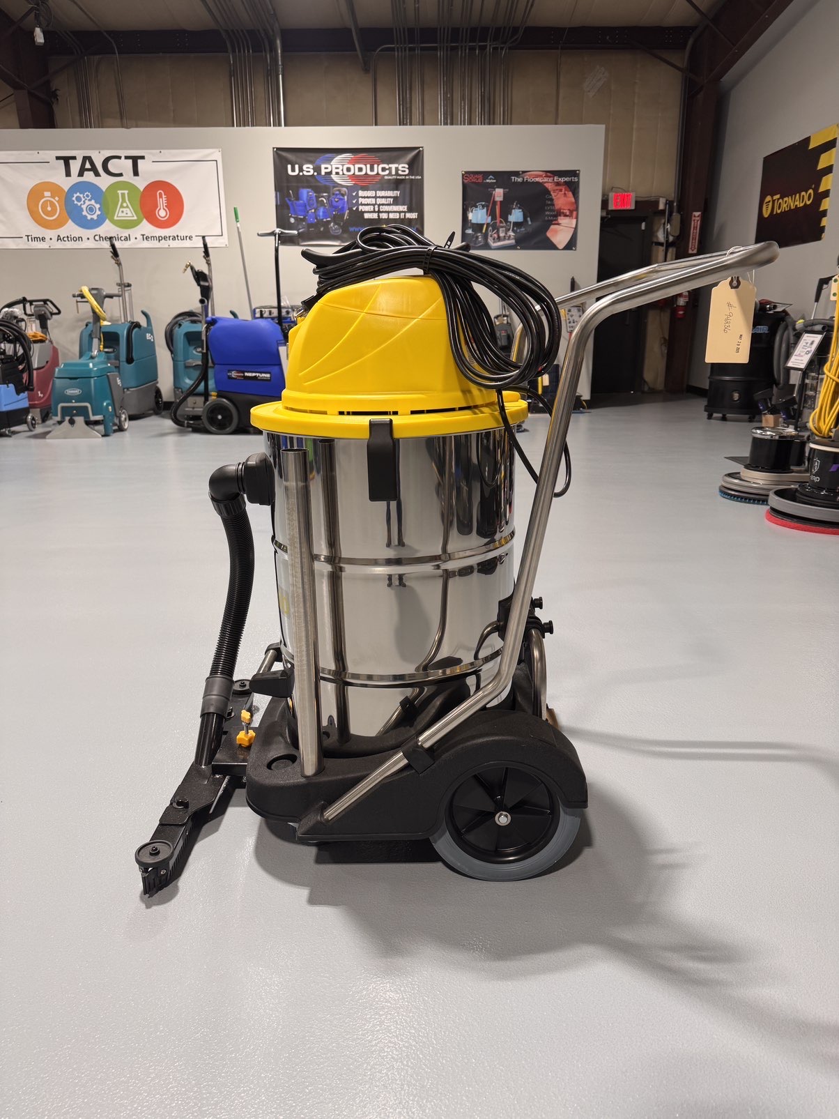A Tornado Taskforce 20 Wet/Dry Vacuum in a warehouse showroom at ChemSource Direct.