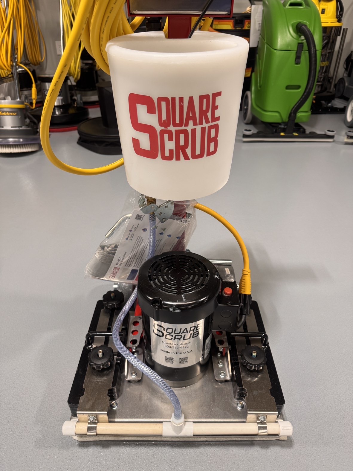 A Square Scrub EBG20/C with Water Tank in a warehouse showroom at ChemSource Direct.