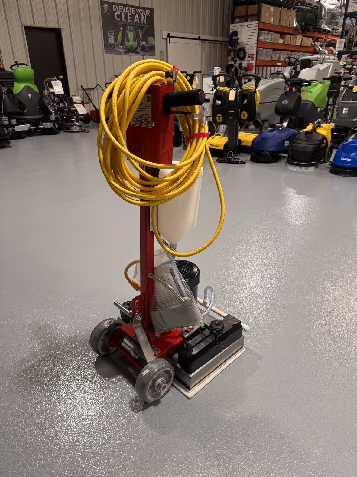 A Square Scrub EBG20/C with Water Tank in a warehouse showroom at ChemSource Direct.