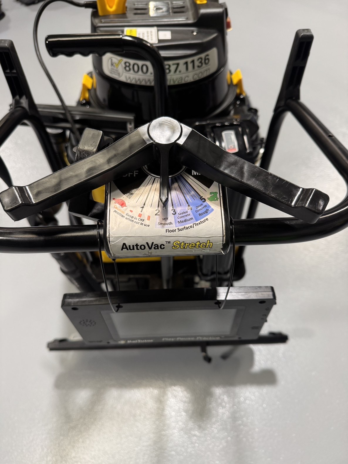 A Kaivac Battery Powered Auto Vac w/Kai Tutor in a warehouse showroom at ChemSource Direct.