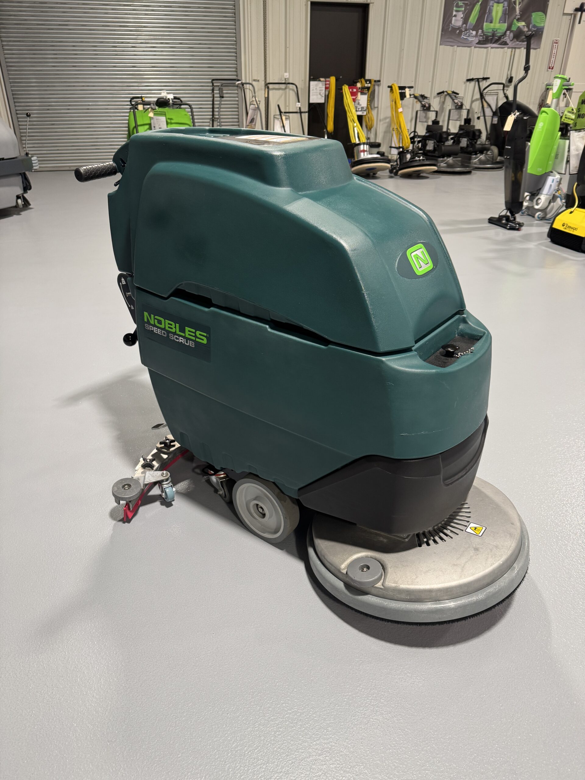 A Nobles Speed Scrub 20 in a warehouse showroom at ChemSource Direct.