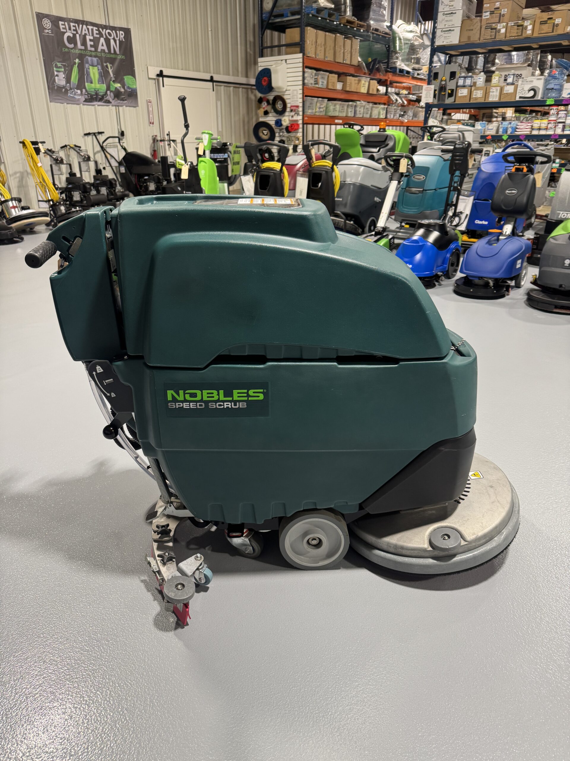 A Nobles Speed Scrub 20 in a warehouse showroom at ChemSource Direct.