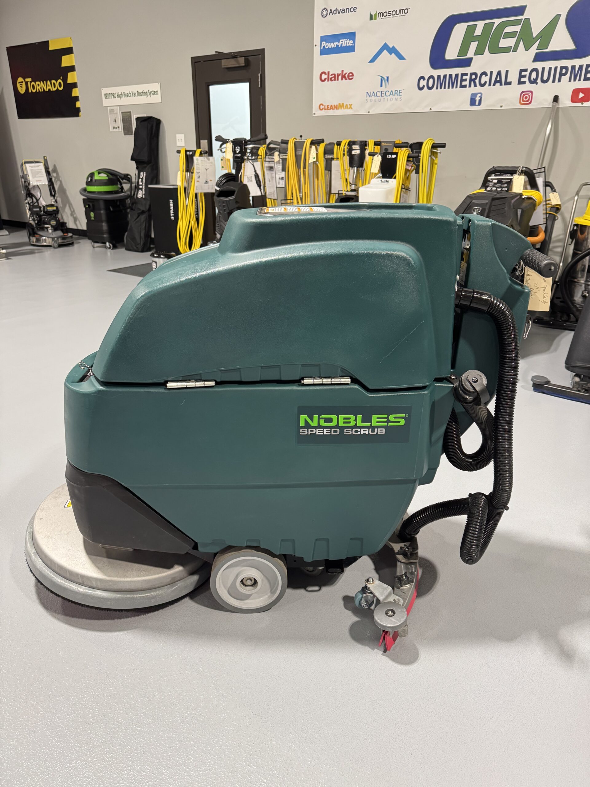 A Nobles Speed Scrub 20 in a warehouse showroom at ChemSource Direct.