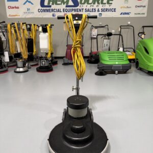 A Pacific Fury 1500 High-Speed Burnisher in a warehouse showroom at ChemSource Direct.