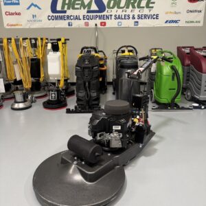 A Pioneer Eclipse 420BU 27" Propane Burnisher in a warehouse showroom at ChemSource Direct.