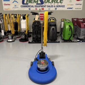 A Clarke UltraSpeed 1500 RPM Burnisher in a warehouse showroom at ChemSource Direct.