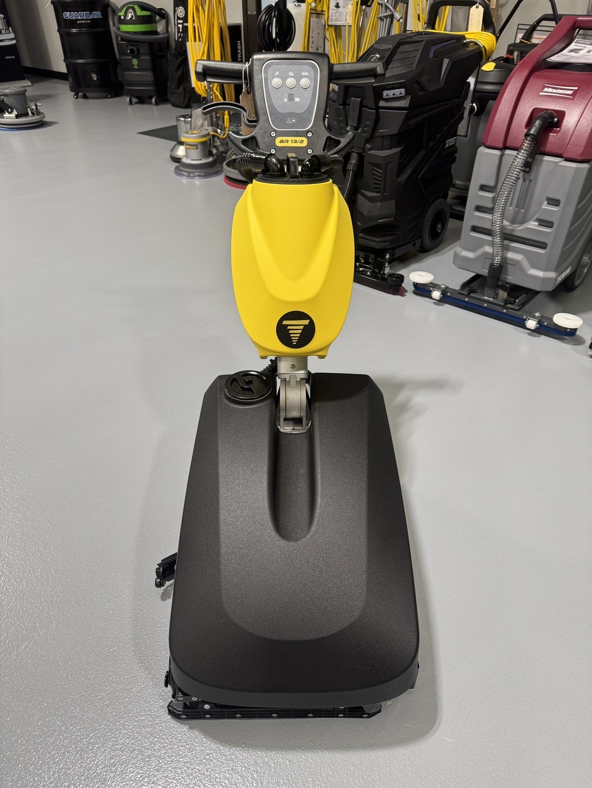 A Tornado BR 13/2 Cylindrical Scrubber in a warehouse showroom at ChemSource Direct.